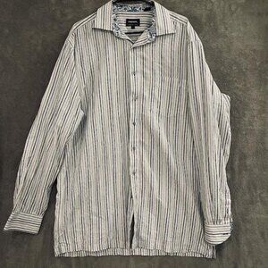 Cotton‎ Reel Shirt Mens XLT Extra Large Tall Striped Button Up Floral Cuff